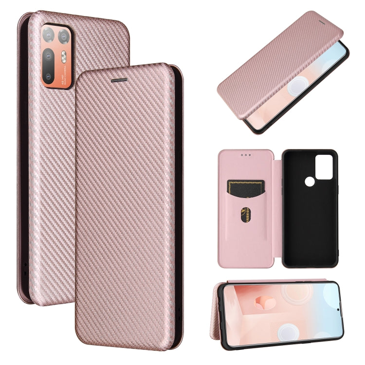For HTC Desire 20 Plus Carbon Fiber Texture Horizontal Flip TPU + PC + PU Leather Case with Card Slot
