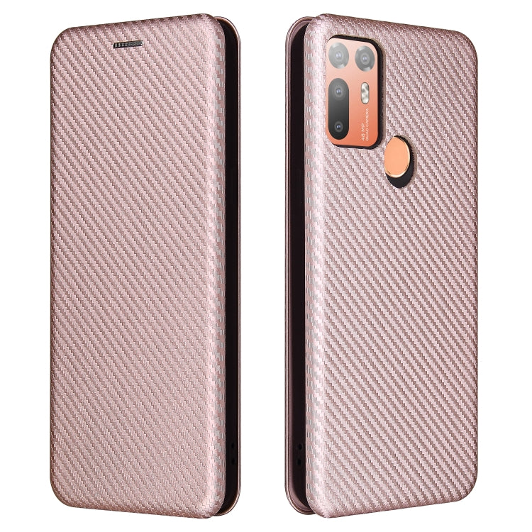 For HTC Desire 20 Plus Carbon Fiber Texture Horizontal Flip TPU + PC + PU Leather Case with Card Slot
