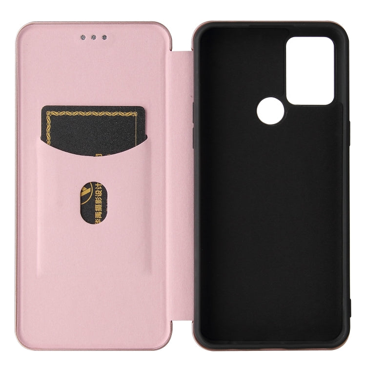 For HTC Desire 20 Plus Carbon Fiber Texture Horizontal Flip TPU + PC + PU Leather Case with Card Slot