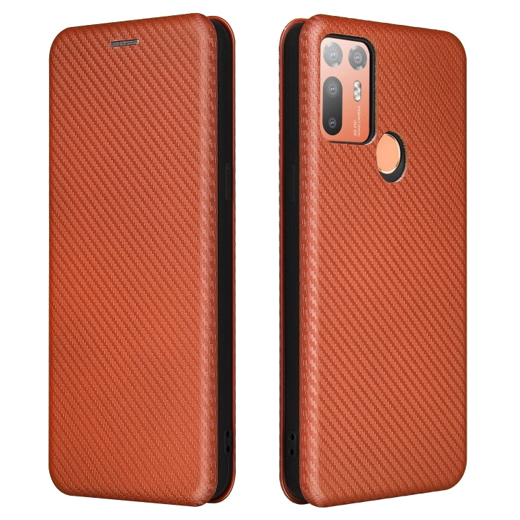 For HTC Desire 20 Plus Carbon Fiber Texture Horizontal Flip TPU + PC + PU Leather Case with Card Slot