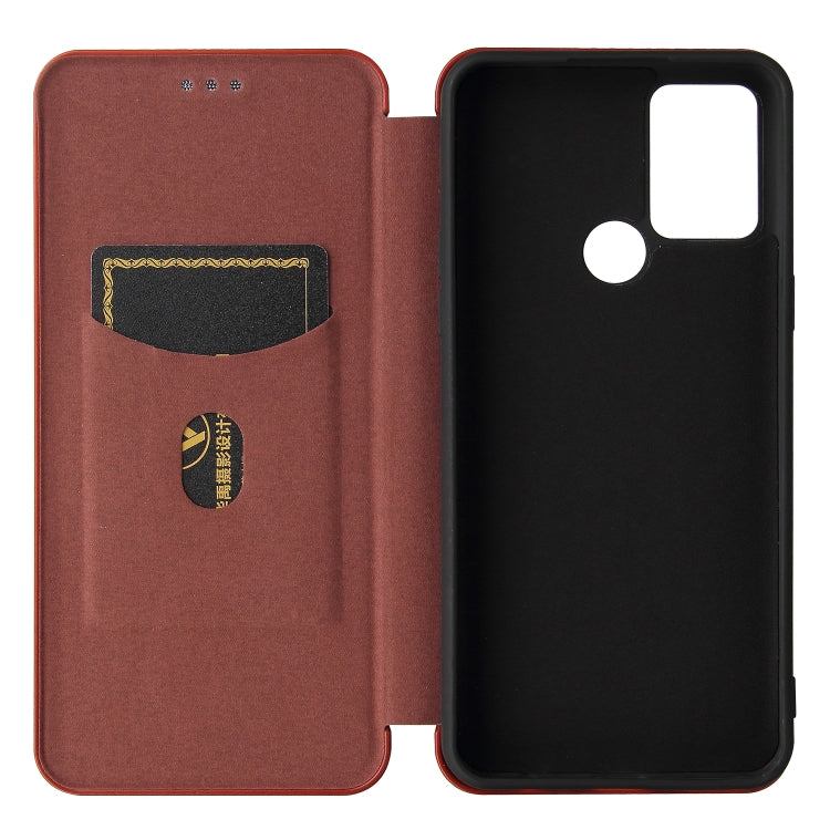For HTC Desire 20 Plus Carbon Fiber Texture Horizontal Flip TPU + PC + PU Leather Case with Card Slot
