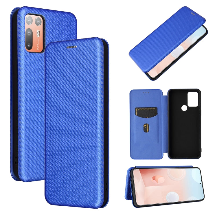 For HTC Desire 20 Plus Carbon Fiber Texture Horizontal Flip TPU + PC + PU Leather Case with Card Slot