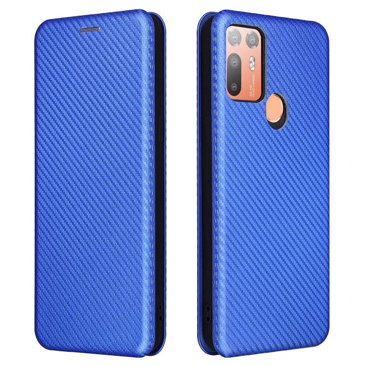 For HTC Desire 20 Plus Carbon Fiber Texture Horizontal Flip TPU + PC + PU Leather Case with Card Slot