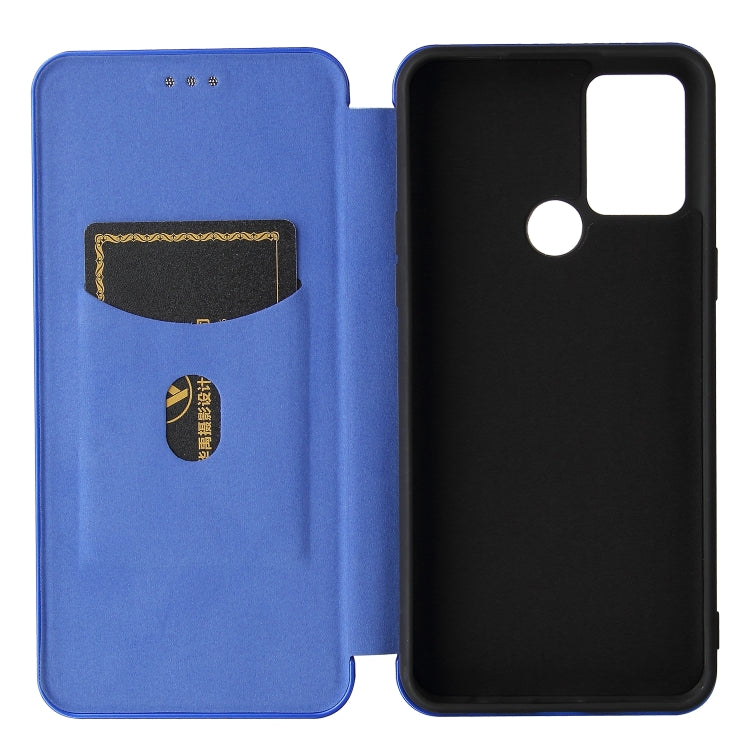 For HTC Desire 20 Plus Carbon Fiber Texture Horizontal Flip TPU + PC + PU Leather Case with Card Slot
