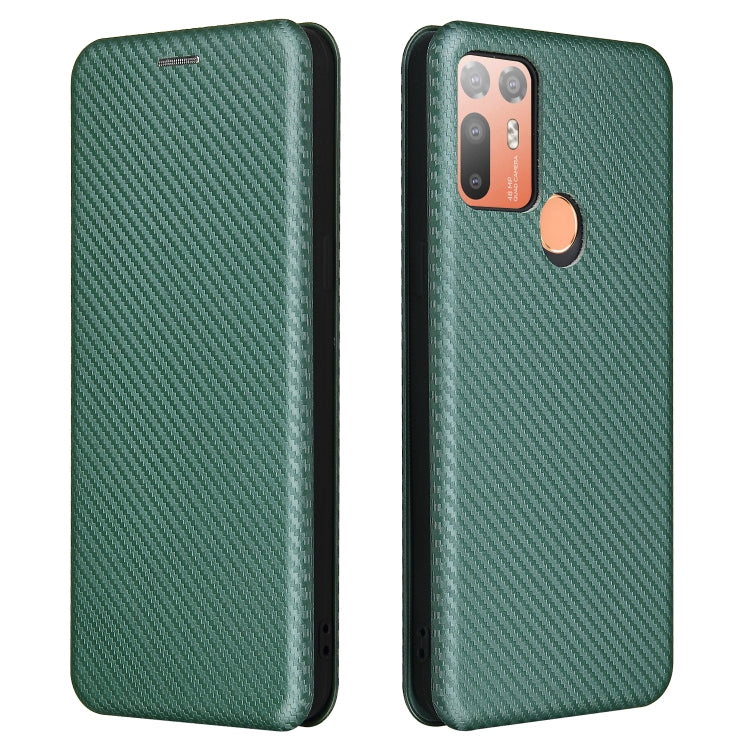 For HTC Desire 20 Plus Carbon Fiber Texture Horizontal Flip TPU + PC + PU Leather Case with Card Slot