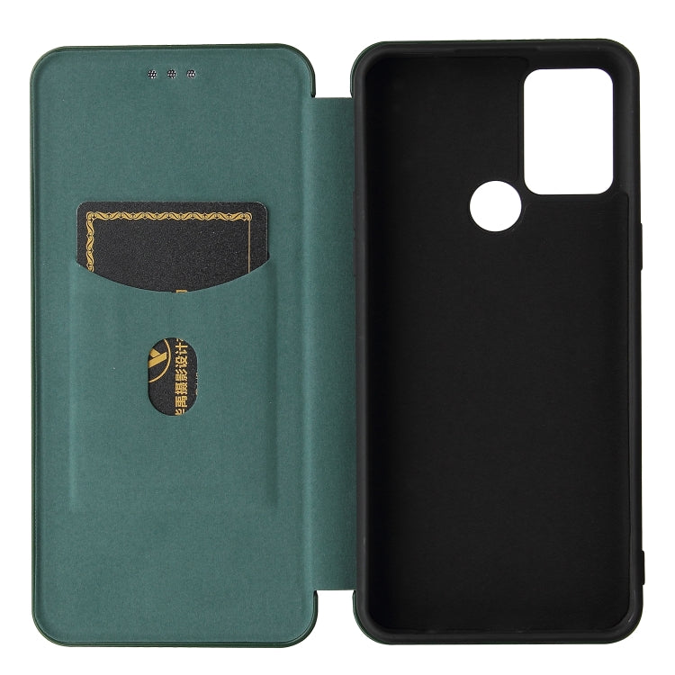For HTC Desire 20 Plus Carbon Fiber Texture Horizontal Flip TPU + PC + PU Leather Case with Card Slot