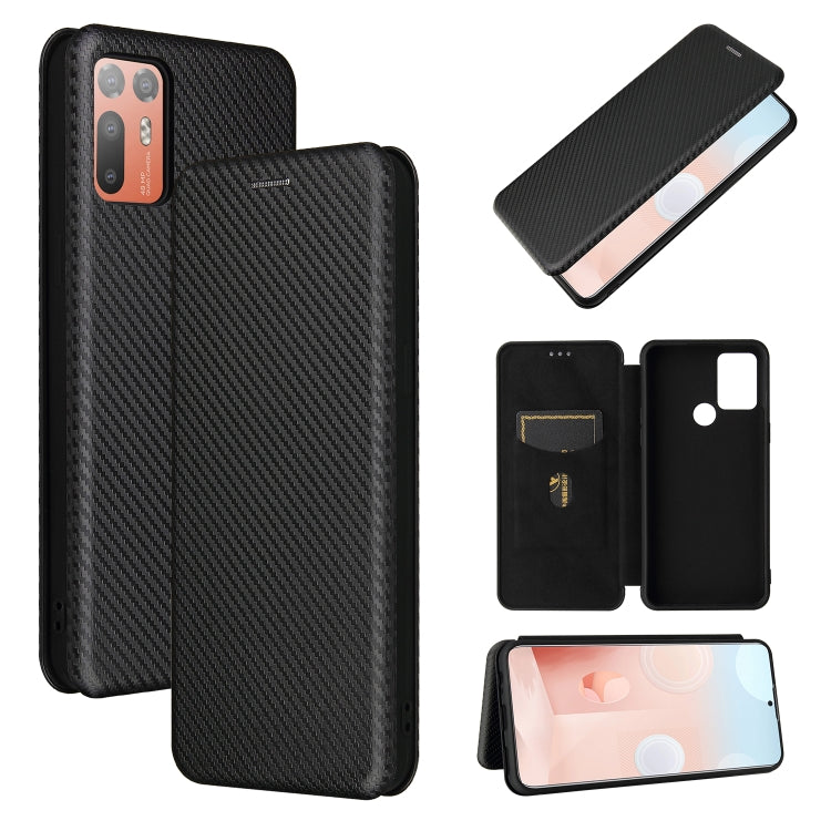 For HTC Desire 20 Plus Carbon Fiber Texture Horizontal Flip TPU + PC + PU Leather Case with Card Slot