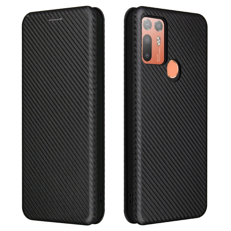 For HTC Desire 20 Plus Carbon Fiber Texture Horizontal Flip TPU + PC + PU Leather Case with Card Slot