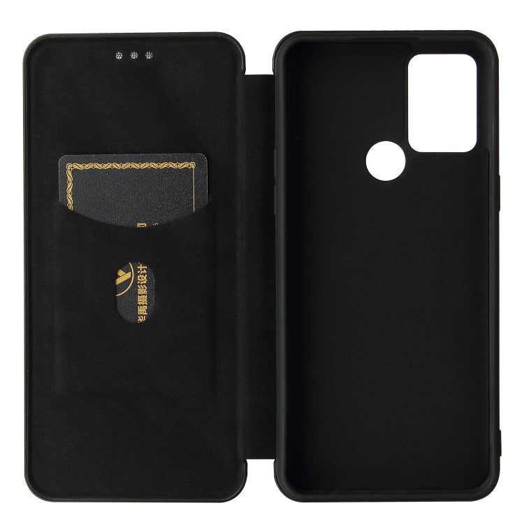 For HTC Desire 20 Plus Carbon Fiber Texture Horizontal Flip TPU + PC + PU Leather Case with Card Slot