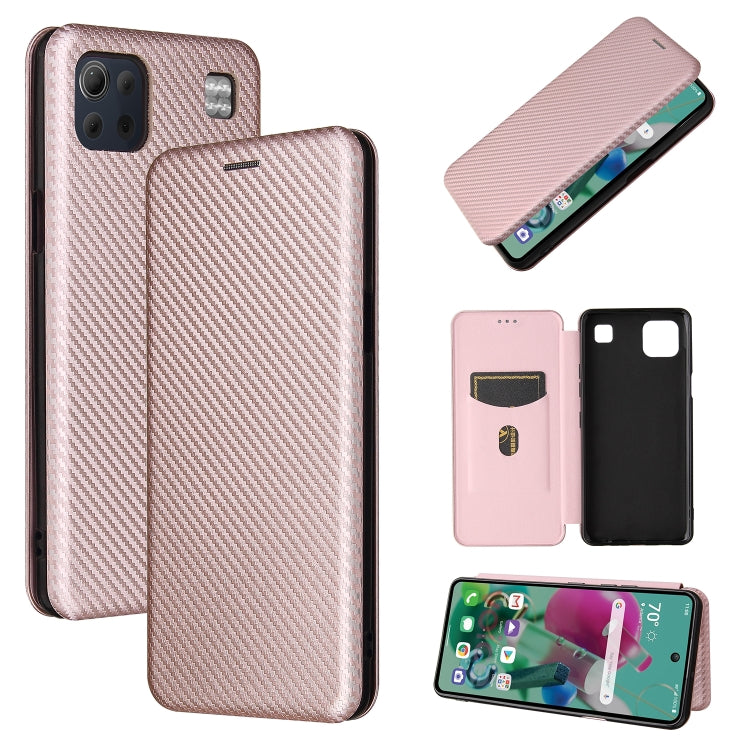 For LG K92 5G Carbon Fiber Texture Horizontal Flip TPU + PC + PU Leather Case with Card Slot