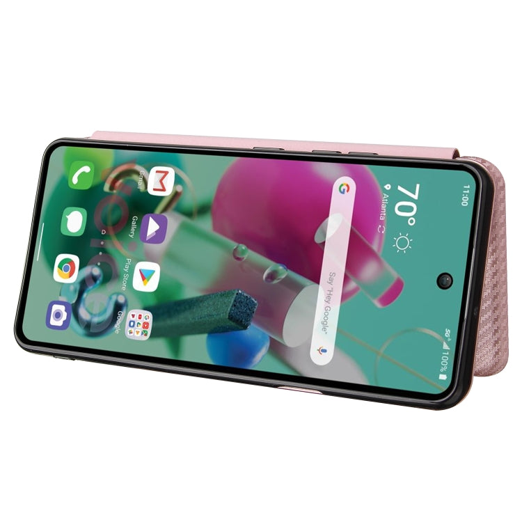 For LG K92 5G Carbon Fiber Texture Horizontal Flip TPU + PC + PU Leather Case with Card Slot