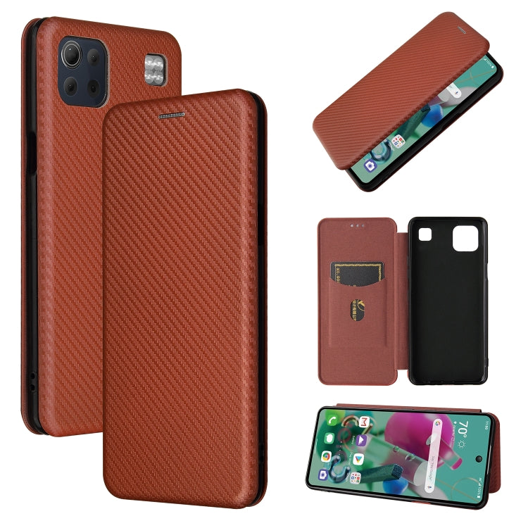 For LG K92 5G Carbon Fiber Texture Horizontal Flip TPU + PC + PU Leather Case with Card Slot