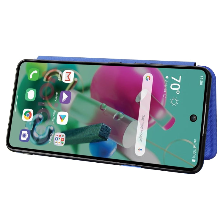 For LG K92 5G Carbon Fiber Texture Horizontal Flip TPU + PC + PU Leather Case with Card Slot