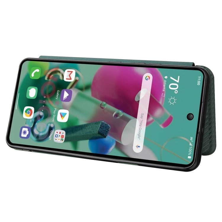 For LG K92 5G Carbon Fiber Texture Horizontal Flip TPU + PC + PU Leather Case with Card Slot