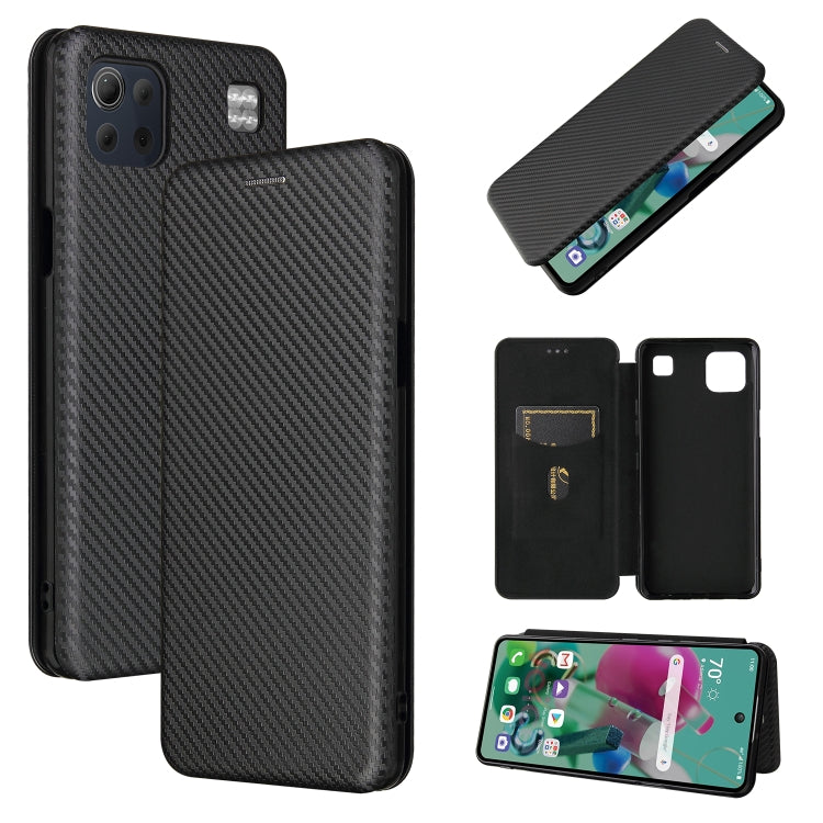 For LG K92 5G Carbon Fiber Texture Horizontal Flip TPU + PC + PU Leather Case with Card Slot