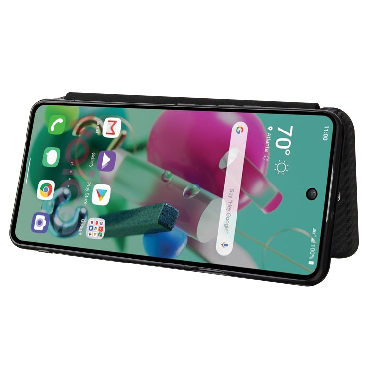 For LG K92 5G Carbon Fiber Texture Horizontal Flip TPU + PC + PU Leather Case with Card Slot