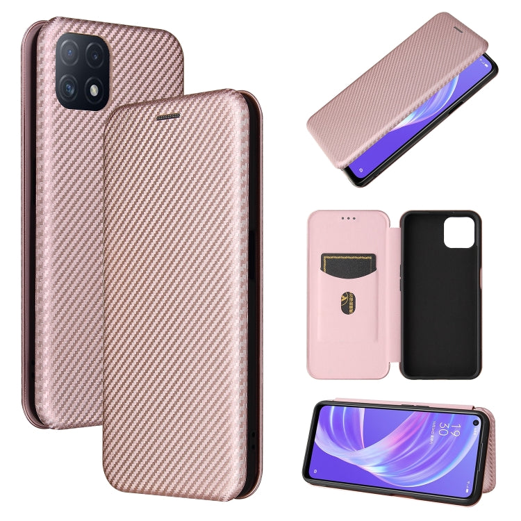 For OPPO A72 5G Carbon Fiber Texture Horizontal Flip TPU + PC + PU Leather Case with Card Slot