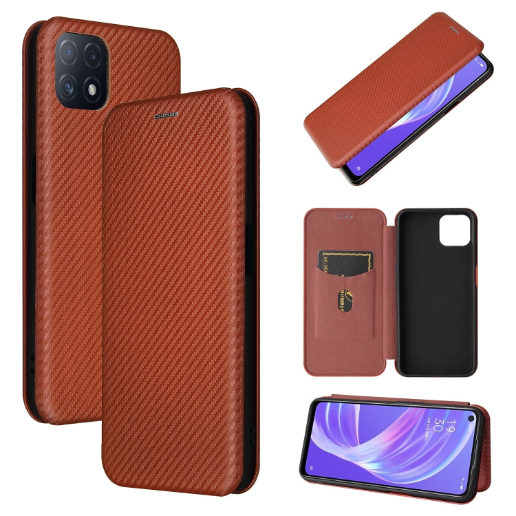 For OPPO A72 5G Carbon Fiber Texture Horizontal Flip TPU + PC + PU Leather Case with Card Slot