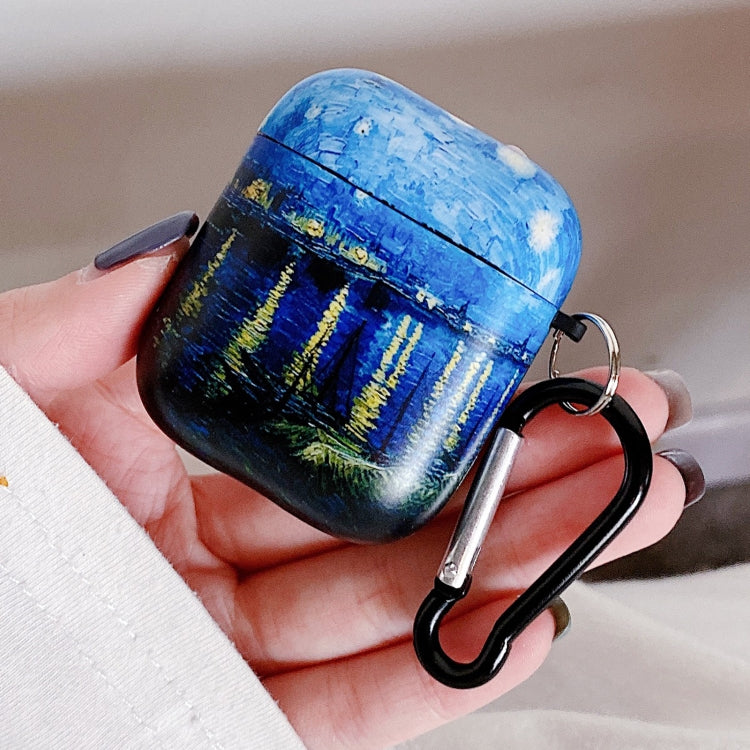 Oil Painting Pattern Earphone Protective Case with Hook For AirPods 1 / 2 (Rhone River)