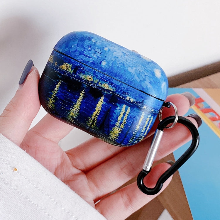 Oil Painting Pattern Earphone Protective Case with Hook For AirPods Pro (Rhone River)