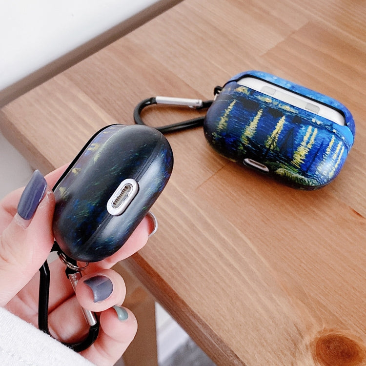 Oil Painting Pattern Earphone Protective Case with Hook For AirPods Pro (Rhone River)