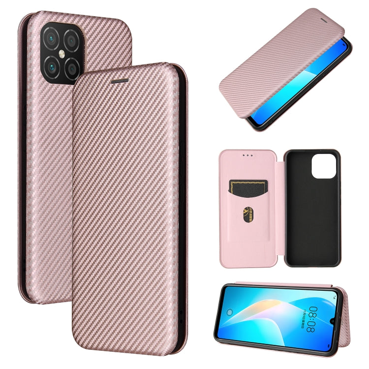 For Huawei nova 8 SE Carbon Fiber Texture Horizontal Flip TPU + PC + PU Leather Case with Card Slot