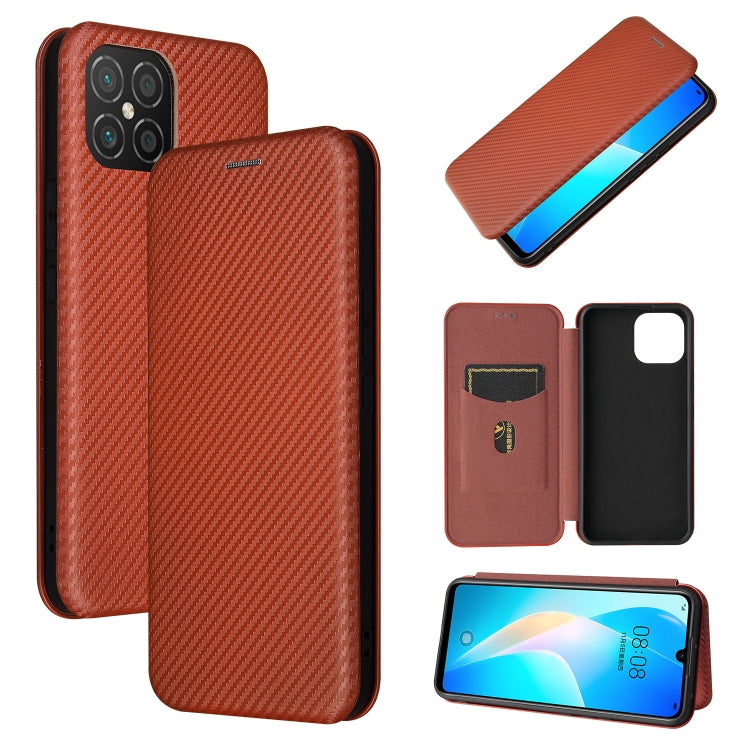 For Huawei nova 8 SE Carbon Fiber Texture Horizontal Flip TPU + PC + PU Leather Case with Card Slot