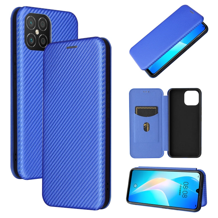 For Huawei nova 8 SE Carbon Fiber Texture Horizontal Flip TPU + PC + PU Leather Case with Card Slot