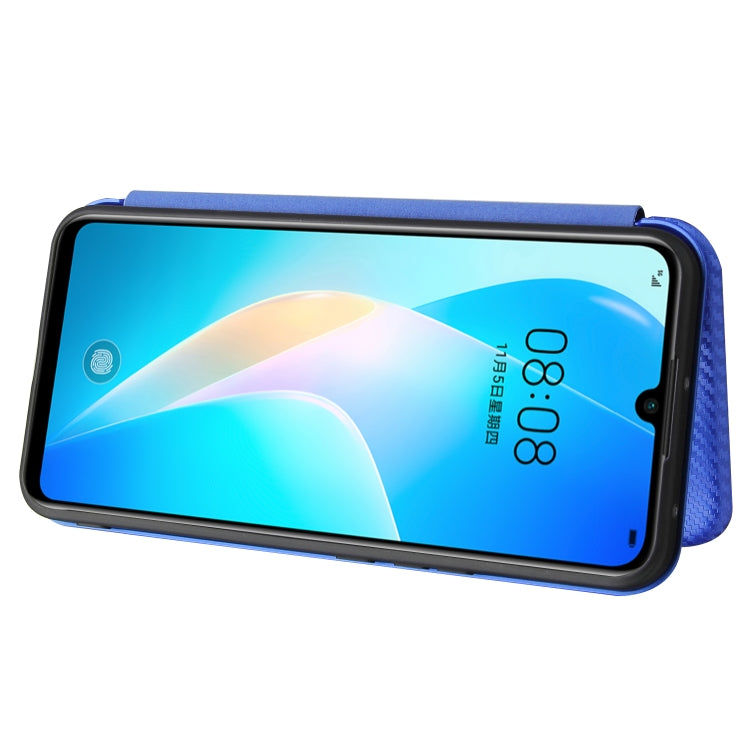 For Huawei nova 8 SE Carbon Fiber Texture Horizontal Flip TPU + PC + PU Leather Case with Card Slot