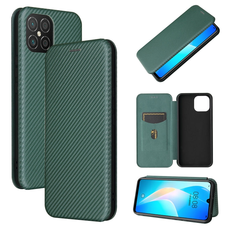 For Huawei nova 8 SE Carbon Fiber Texture Horizontal Flip TPU + PC + PU Leather Case with Card Slot