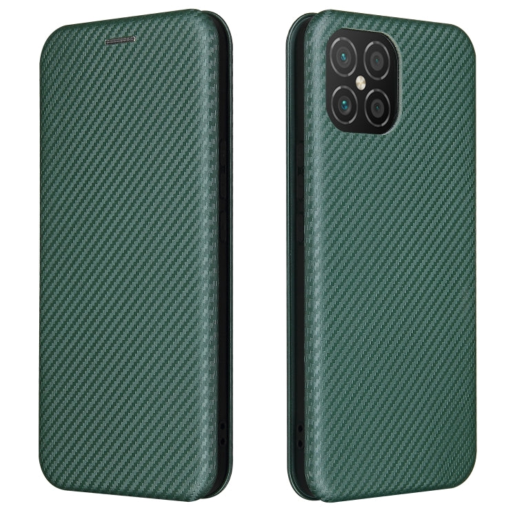 For Huawei nova 8 SE Carbon Fiber Texture Horizontal Flip TPU + PC + PU Leather Case with Card Slot