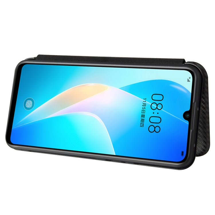 For Huawei nova 8 SE Carbon Fiber Texture Horizontal Flip TPU + PC + PU Leather Case with Card Slot