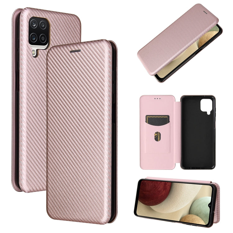 For Samsung Galaxy A12 / M12 / F12 Carbon Fiber Texture Horizontal Flip TPU + PC + PU Leather Case with Card Slot