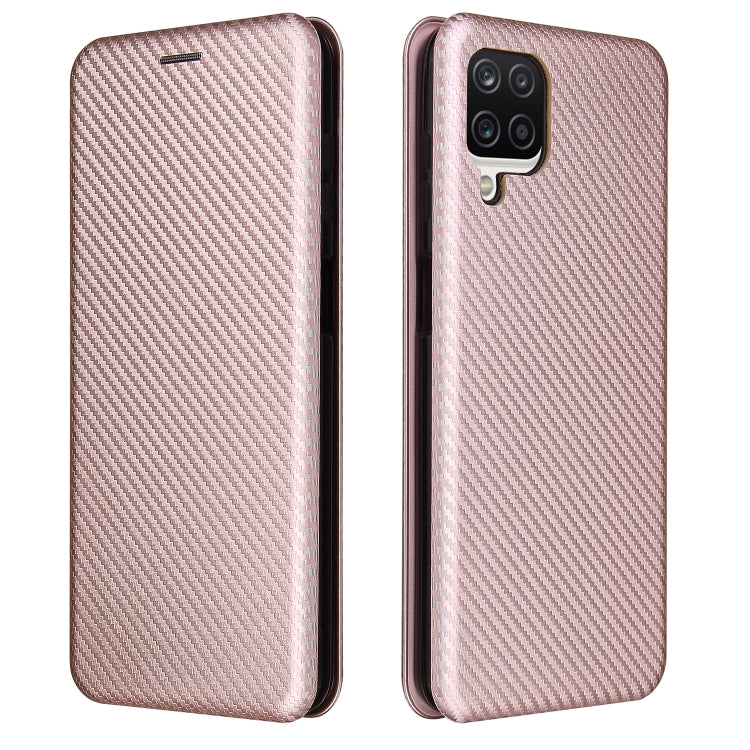 For Samsung Galaxy A12 / M12 / F12 Carbon Fiber Texture Horizontal Flip TPU + PC + PU Leather Case with Card Slot