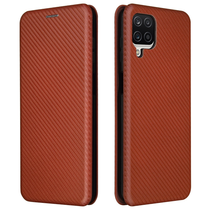 For Samsung Galaxy A12 / M12 / F12 Carbon Fiber Texture Horizontal Flip TPU + PC + PU Leather Case with Card Slot