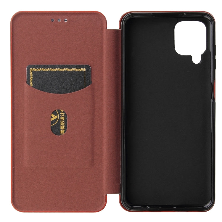 For Samsung Galaxy A12 / M12 / F12 Carbon Fiber Texture Horizontal Flip TPU + PC + PU Leather Case with Card Slot