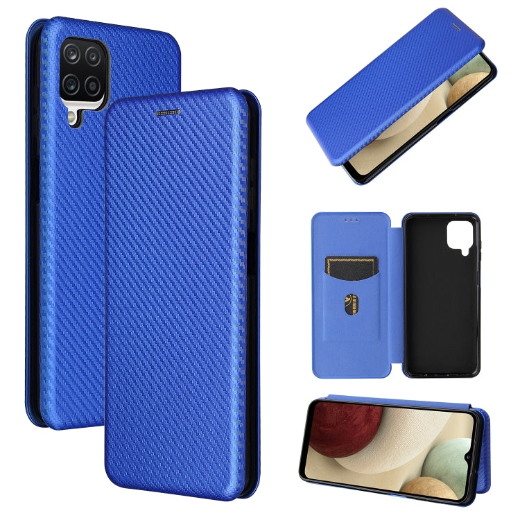 For Samsung Galaxy A12 / M12 / F12 Carbon Fiber Texture Horizontal Flip TPU + PC + PU Leather Case with Card Slot