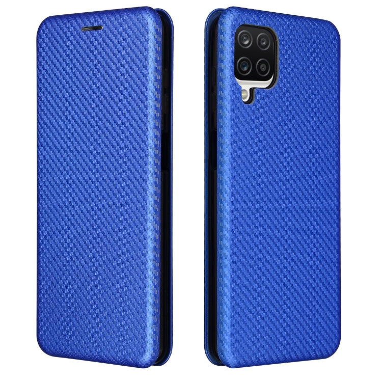For Samsung Galaxy A12 / M12 / F12 Carbon Fiber Texture Horizontal Flip TPU + PC + PU Leather Case with Card Slot