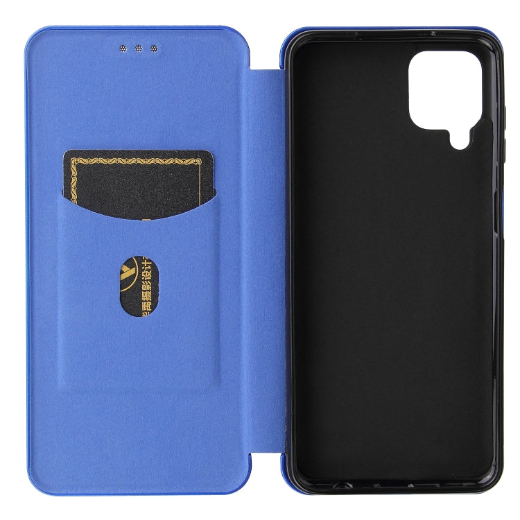 For Samsung Galaxy A12 / M12 / F12 Carbon Fiber Texture Horizontal Flip TPU + PC + PU Leather Case with Card Slot