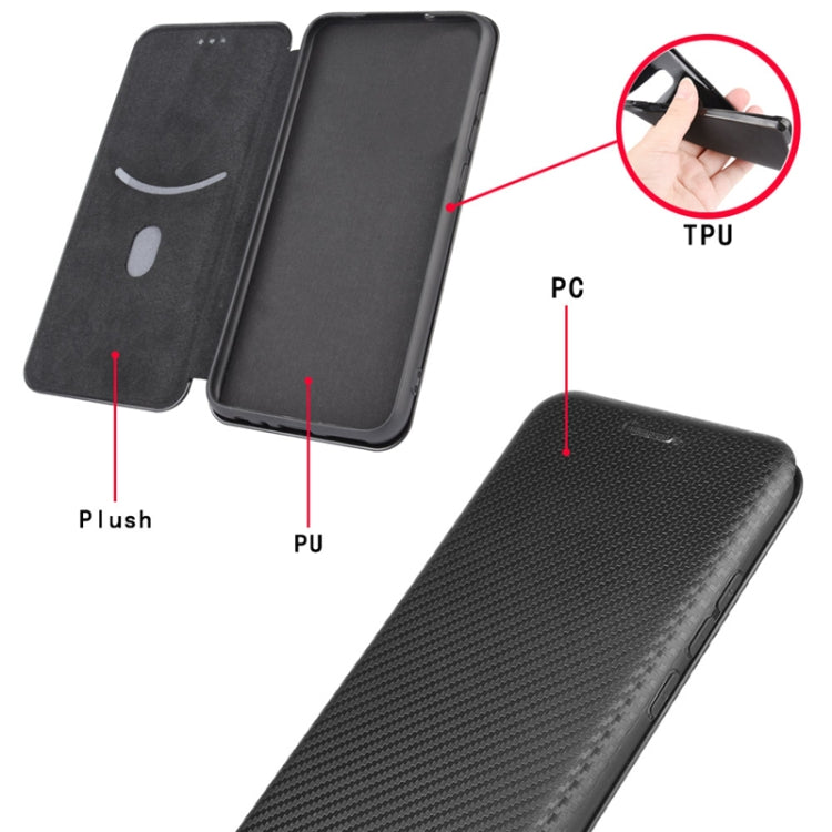 For Samsung Galaxy A12 / M12 / F12 Carbon Fiber Texture Horizontal Flip TPU + PC + PU Leather Case with Card Slot