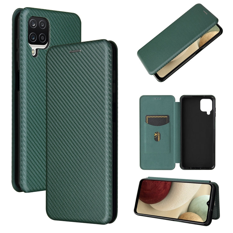 For Samsung Galaxy A12 / M12 / F12 Carbon Fiber Texture Horizontal Flip TPU + PC + PU Leather Case with Card Slot