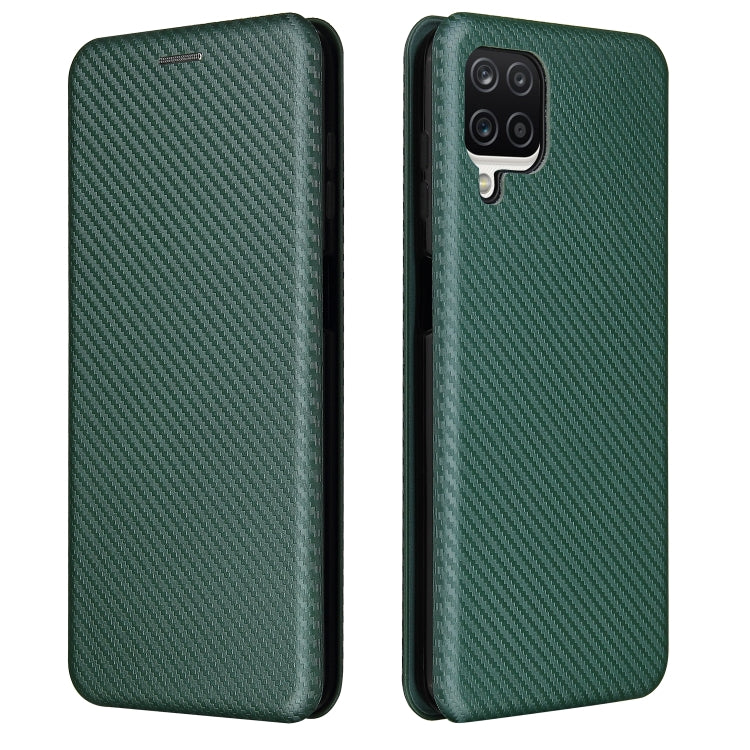 For Samsung Galaxy A12 / M12 / F12 Carbon Fiber Texture Horizontal Flip TPU + PC + PU Leather Case with Card Slot