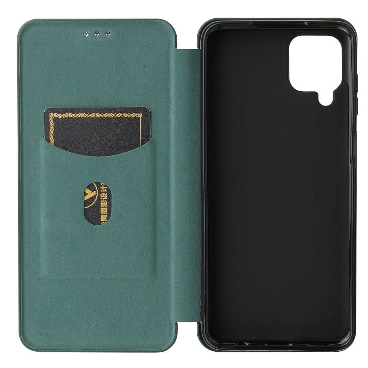 For Samsung Galaxy A12 / M12 / F12 Carbon Fiber Texture Horizontal Flip TPU + PC + PU Leather Case with Card Slot