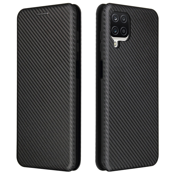 For Samsung Galaxy A12 / M12 / F12 Carbon Fiber Texture Horizontal Flip TPU + PC + PU Leather Case with Card Slot