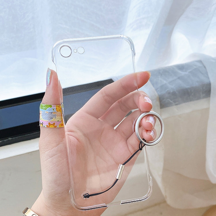 For iPhone SE 2022 / SE 2020 / 8 / 7 Non-frame Four-corner Shockproof PC Case with Finger Ring Strap
