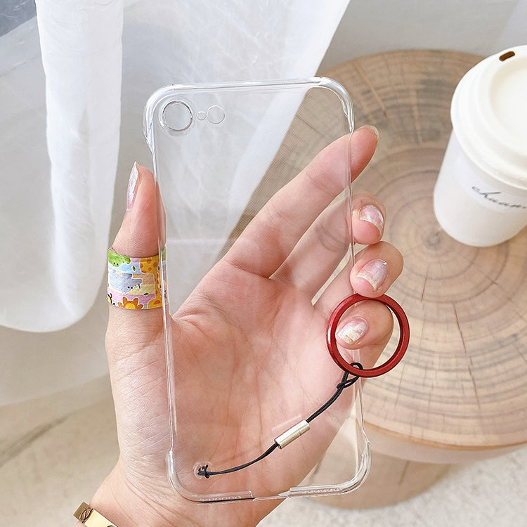 For iPhone SE 2022 / SE 2020 / 8 / 7 Non-frame Four-corner Shockproof PC Case with Finger Ring Strap