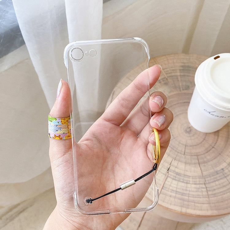 For iPhone SE 2022 / SE 2020 / 8 / 7 Non-frame Four-corner Shockproof PC Case with Finger Ring Strap