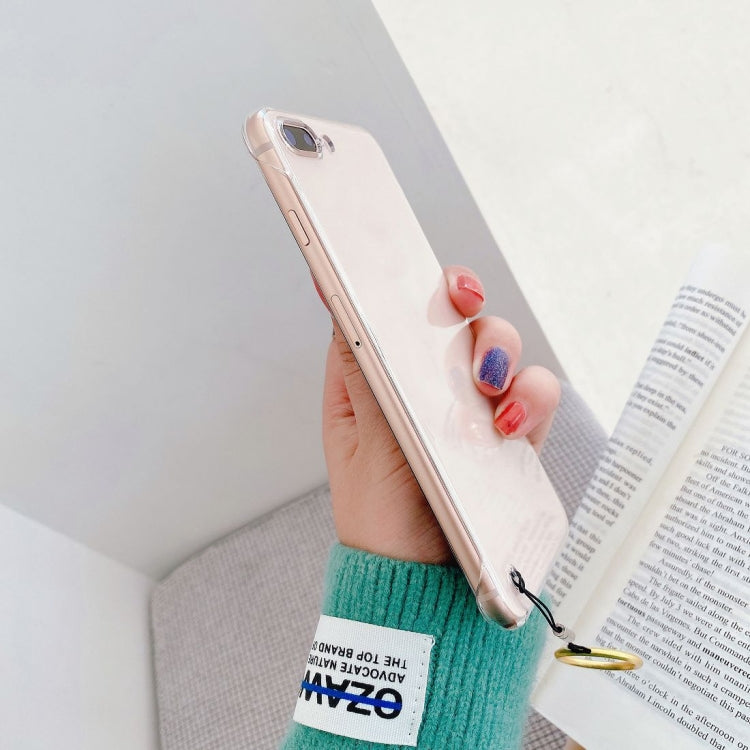 Non-frame Four-corner Shockproof PC Case with Finger Ring Strap For iPhone 8 Plus / 7 Plus