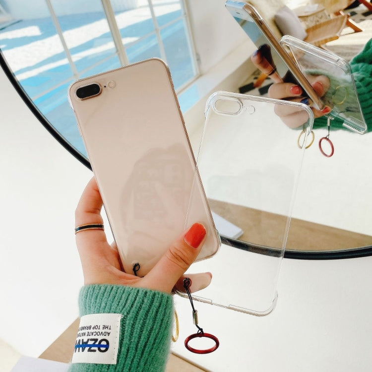 Non-frame Four-corner Shockproof PC Case with Finger Ring Strap For iPhone 8 Plus / 7 Plus