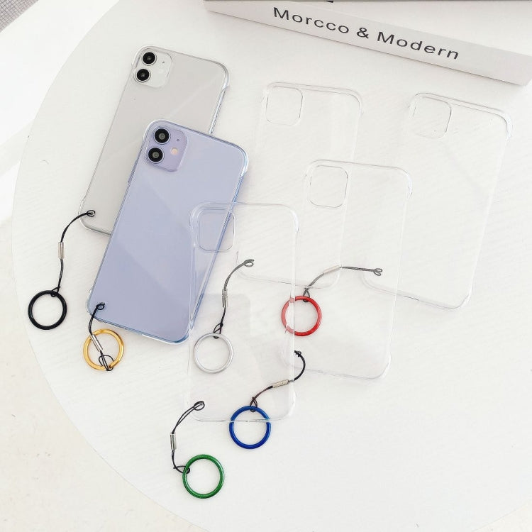 For iPhone 11 Non-frame Four-corner Shockproof PC Case with Finger Ring Strap